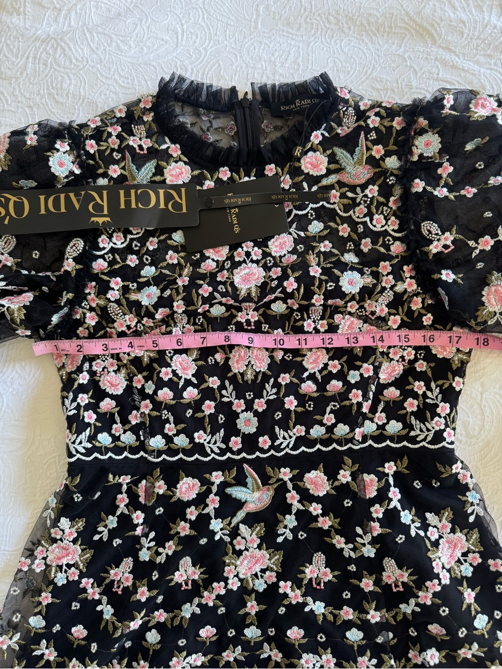 Rich Radi Q’S Black Floral Embroidered Lace Midi Dress - Picture 13 of 16